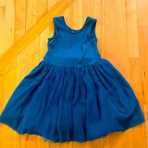 Hanna Andersson Tulle Flounce Tank Dress, size 120, turquoise